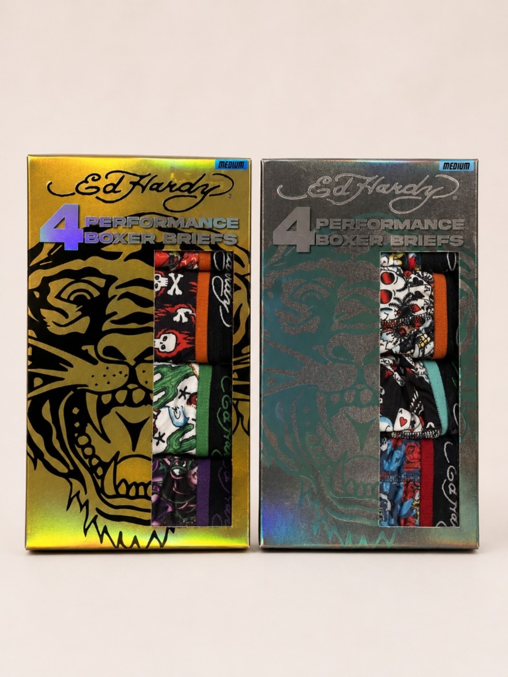 Ed Hardy 8pc Performance Boxer Briefs Bundle Medium 32-34 Tattoo Skull Tiger NIB